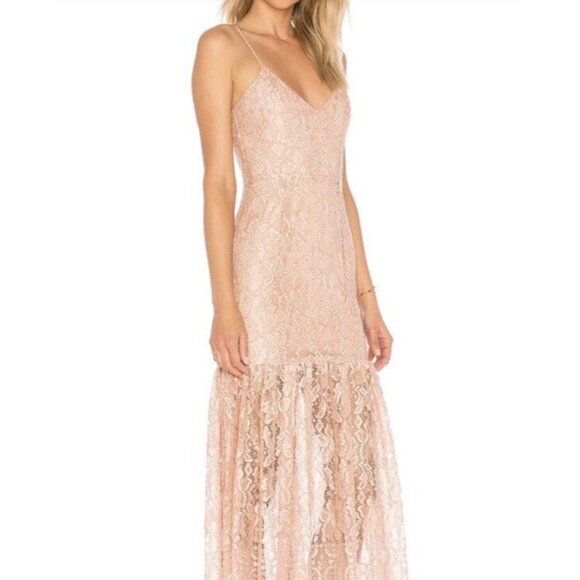 Revolve x NBD Brielle Sheer Blush Lace Romantic Midi Dress Size Small - Picture 12 of 12